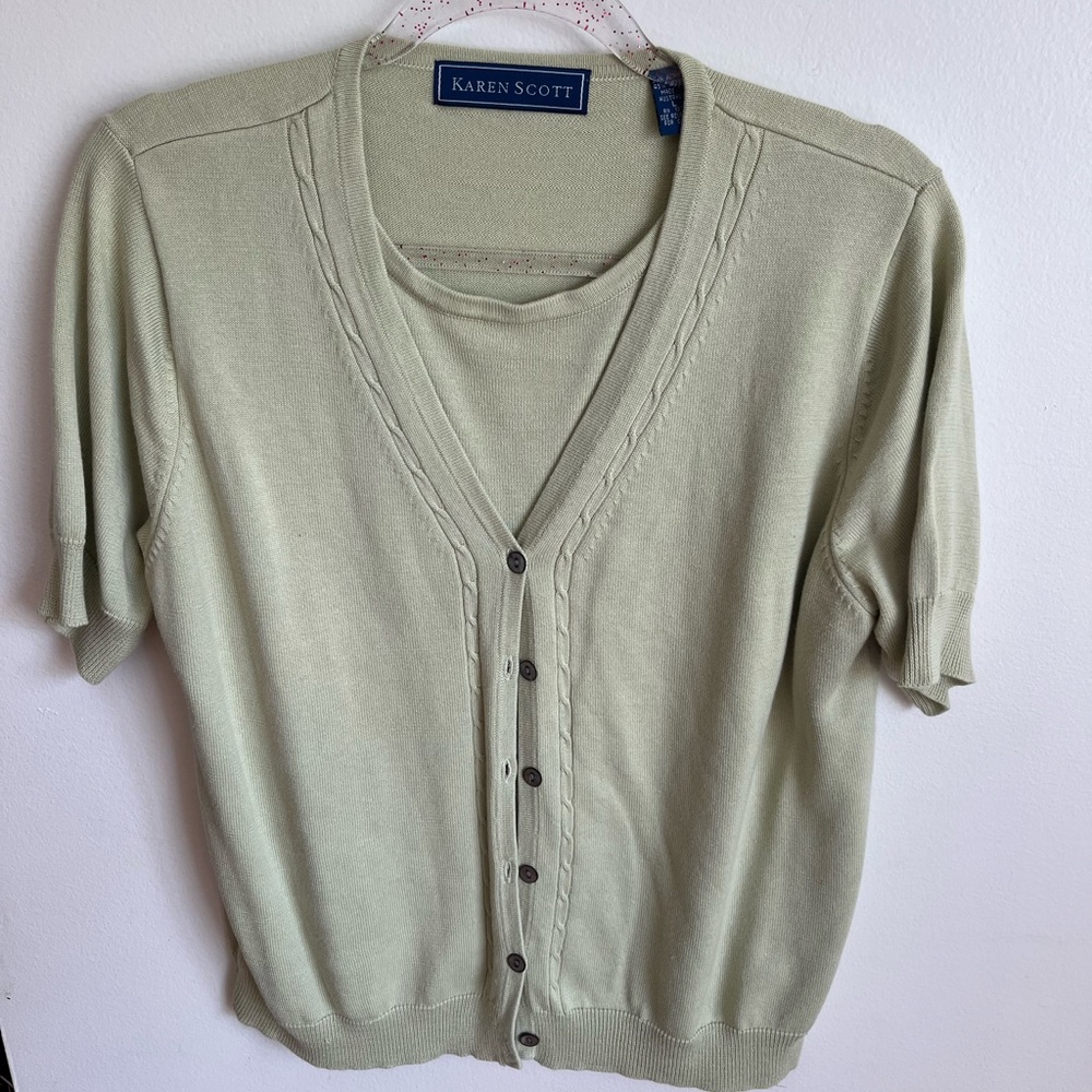 Karen Scott Soft Green Knit Top
